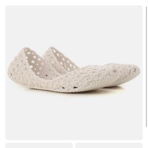 Melissa+ Campana white crochet flats